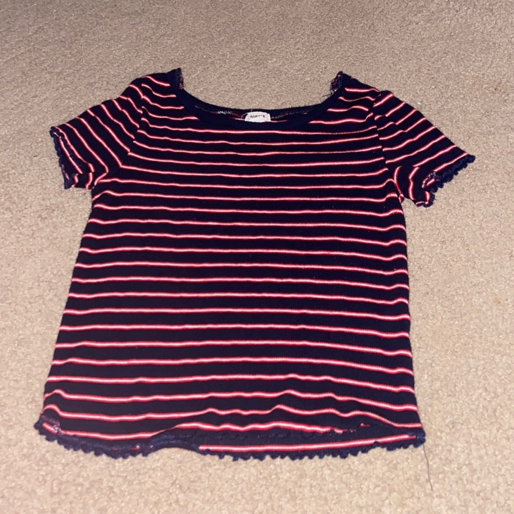 Garage short leeve crop top striped XS